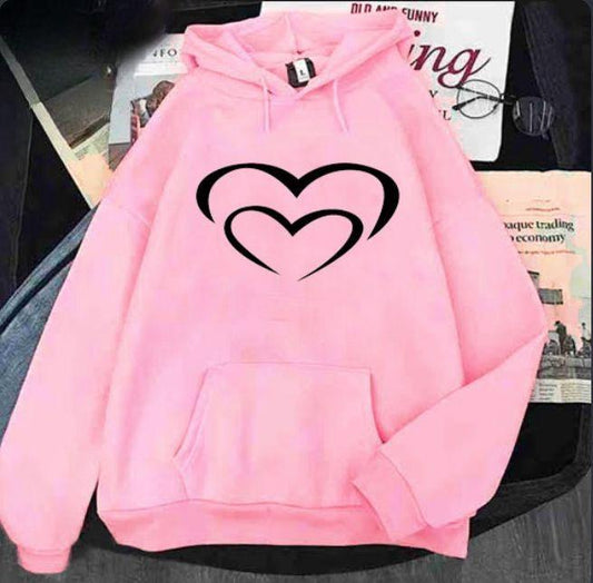 Women's Stitched Fleece Heart Pullover Hoodie