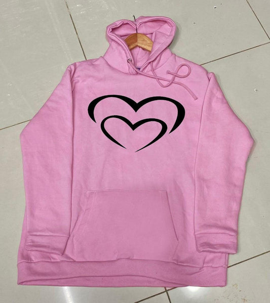 Women's Stitched Fleece Heart Pullover Hoodie