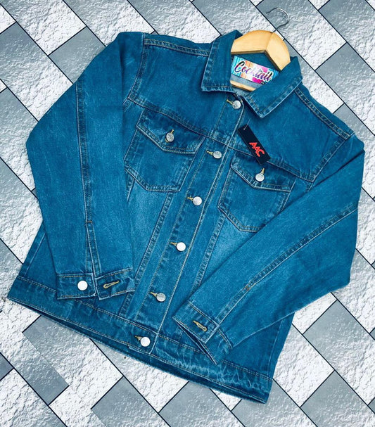 1 Pc Women's Stitched Denim Plain Denim Jacket